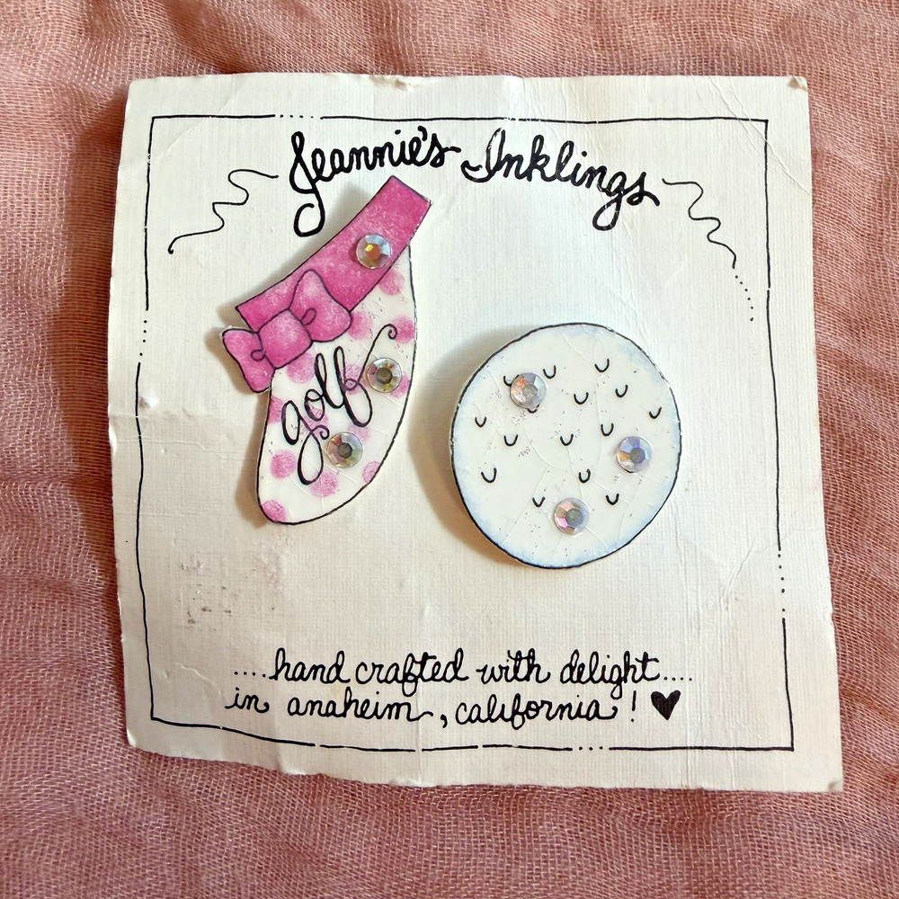 Jeannie’s Inklings Golf Ball & Golf Sock Earrings Handcrafted NOS Anaheim CA